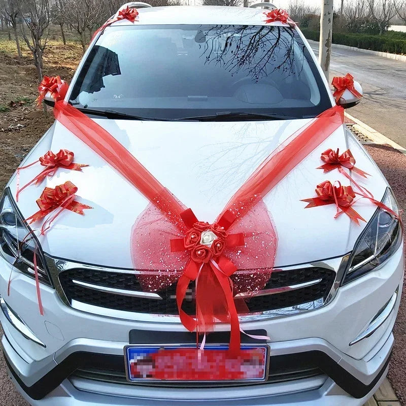 Ruban à Nœud Rouge Voiture Mariage 