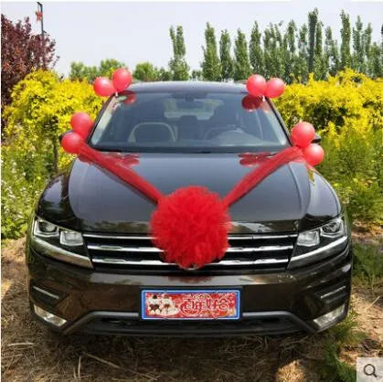 Ruban de Voile Rouge pour Voiture Mariage Chic