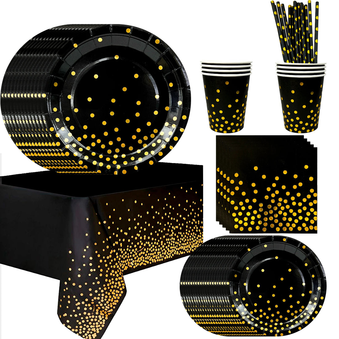 Vaisselle Jetable Noir et Or