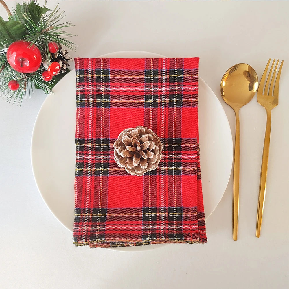 Serviette de Table Carreaux Rouge et Noir