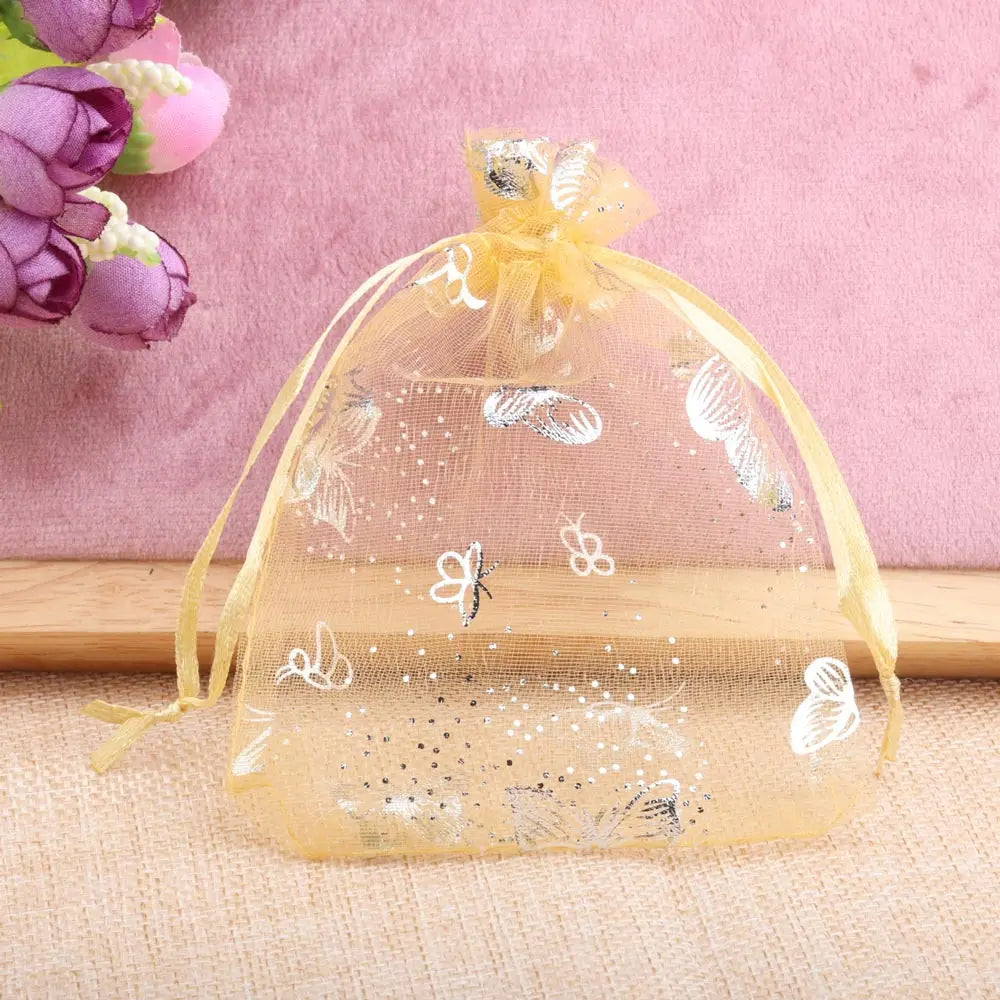 Sac Cordon à Dragées Mariage Motif Papillons Chic