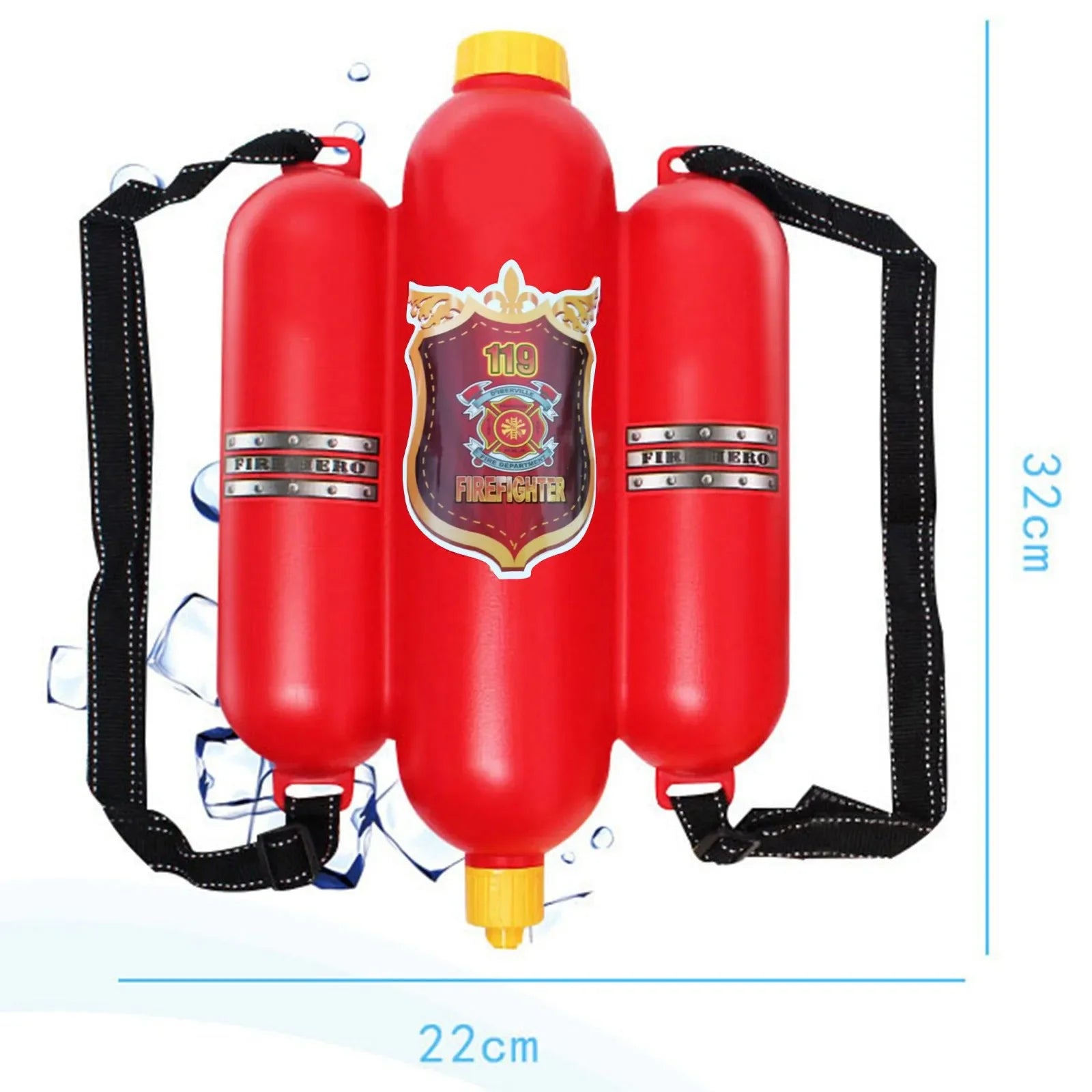 Sac à Dos à Eau Pompier Enfant en Plastique Rouge