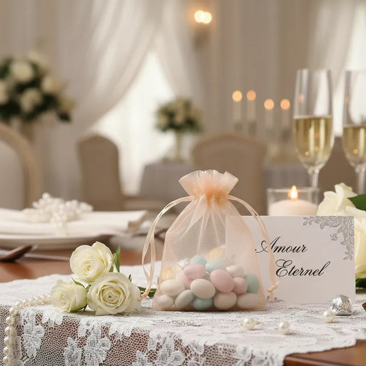 Sac à Dragées Mariage Minimaliste en Organza
