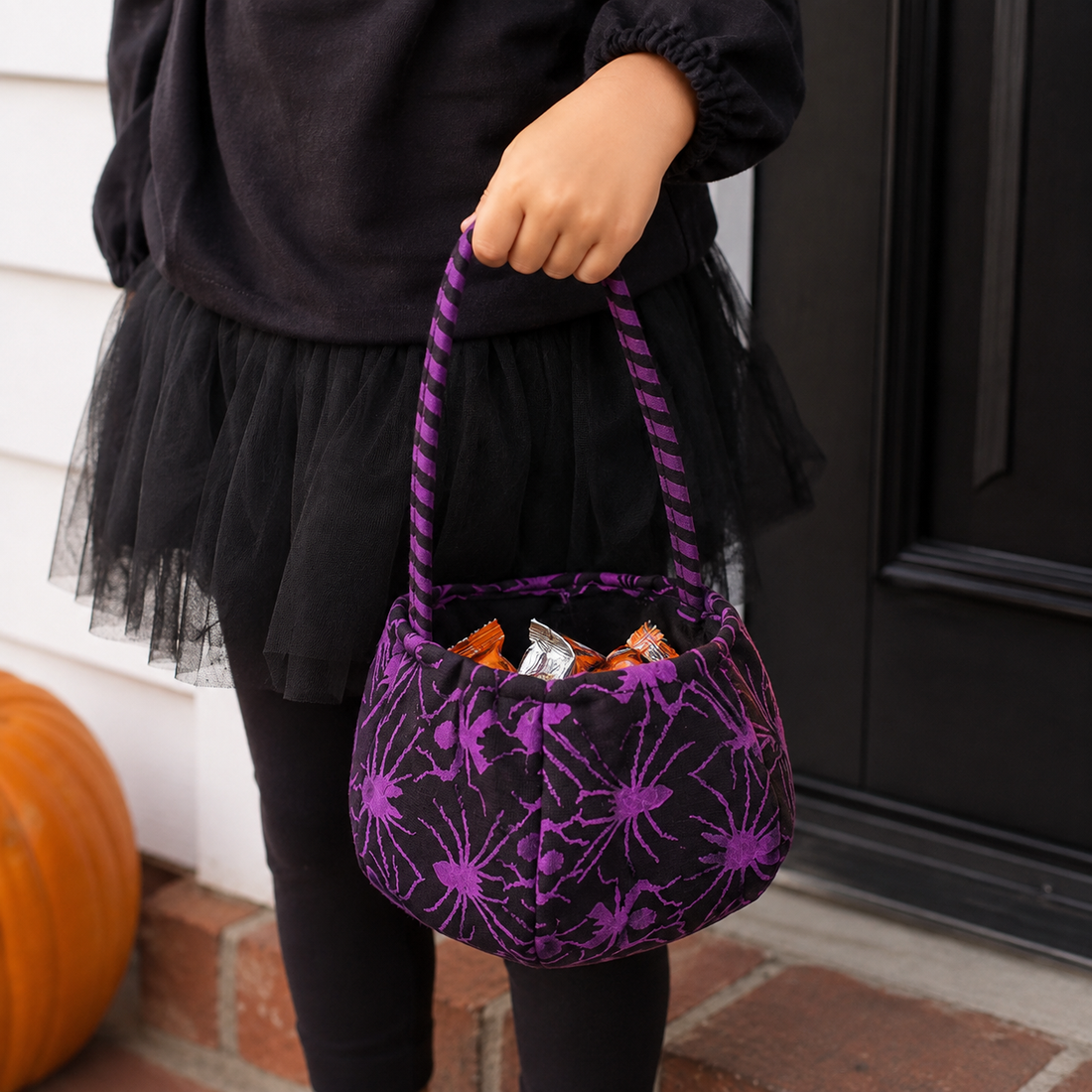 Sac à Friandises Halloween Araignée Violet festif