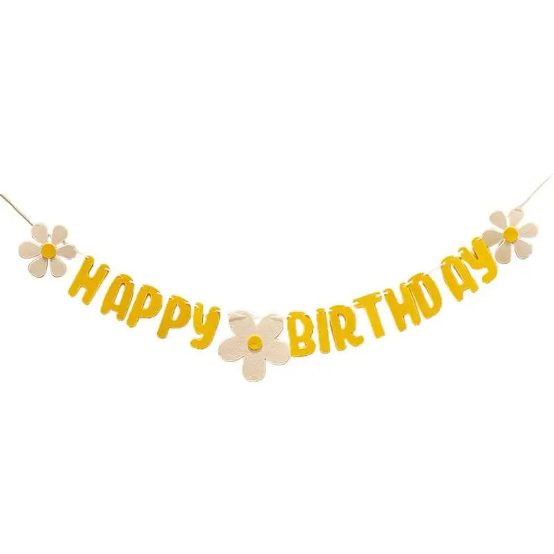 Guirlande Joyeux Anniversaire Fleur Blanche Unique