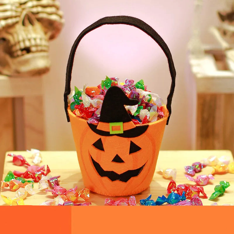 Seau à Bonbons Halloween Motif Citrouille