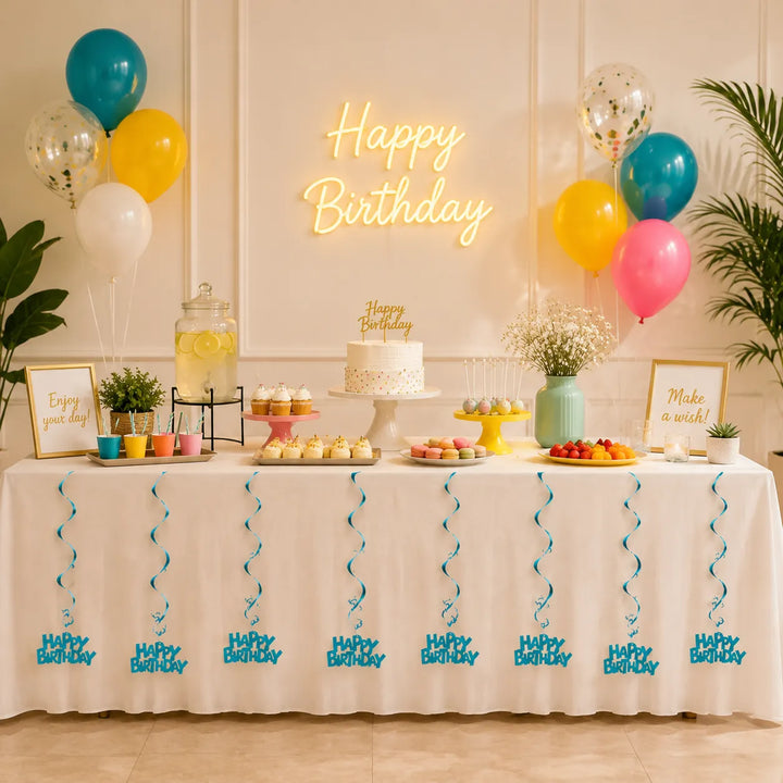 Serpentins Suspendus Bleu Clair Anniversaire