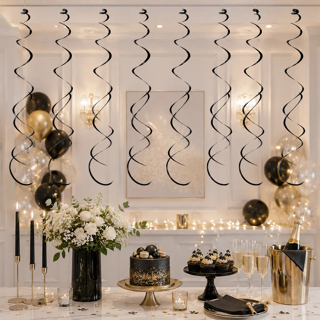 Serpentins Tourbillons Noir Suspendus Moderne