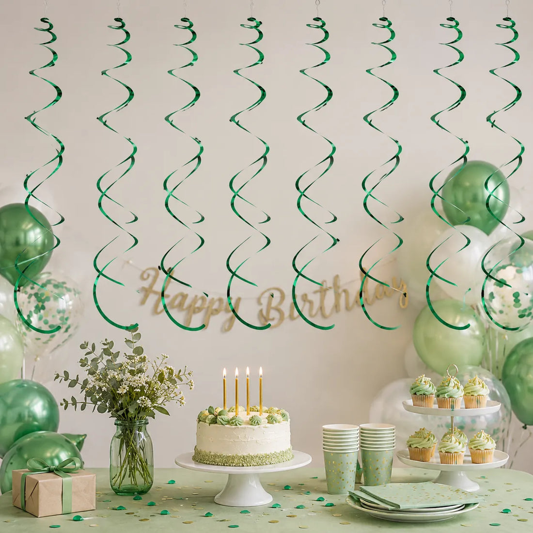 Serpentins Tourbillons Verts Décoratifs