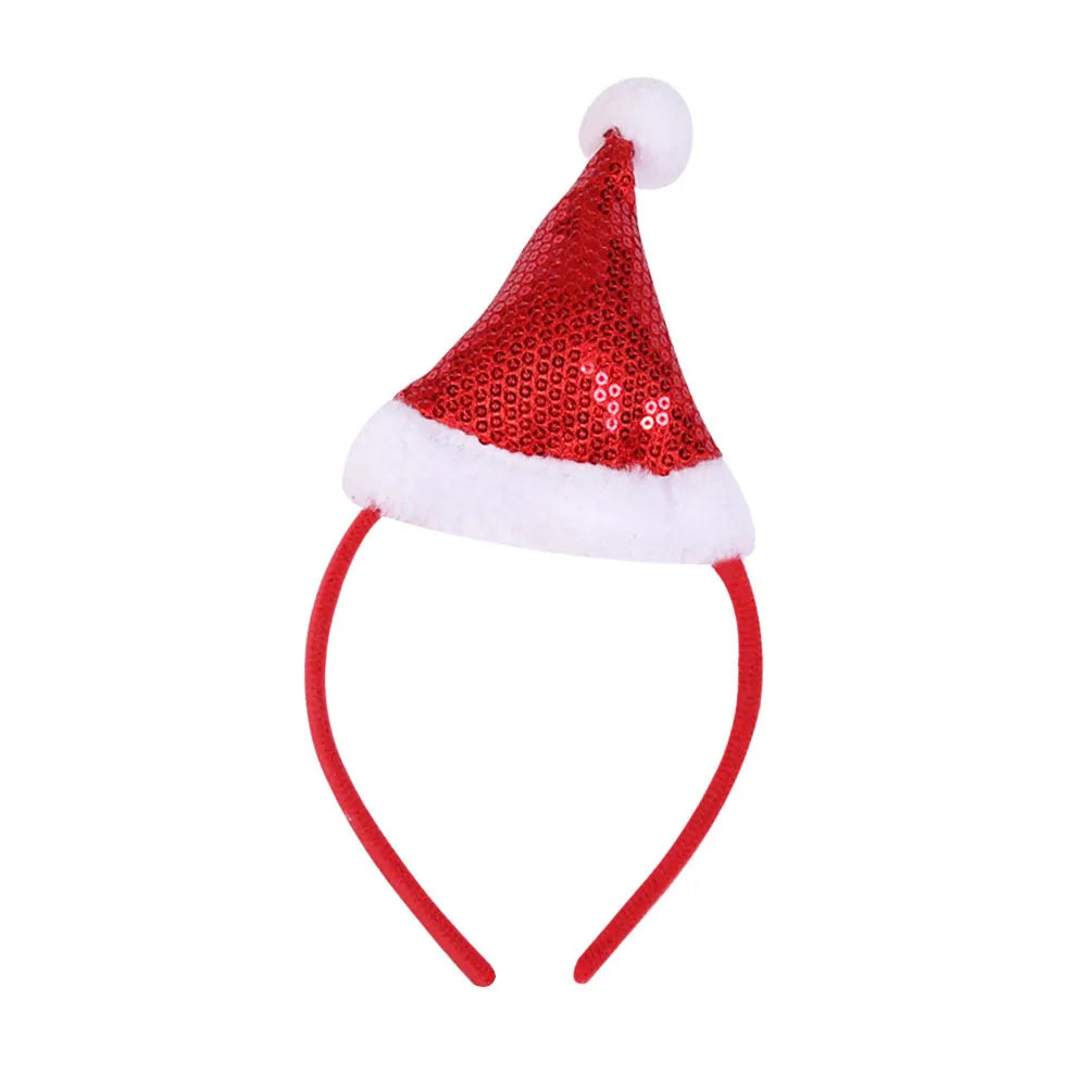 Serre-Tête Chapeau de Noël à Sequins Rouge