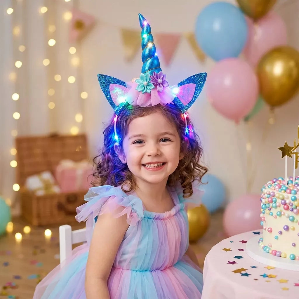 Serre-Tête Licorne LED Bleu Unique