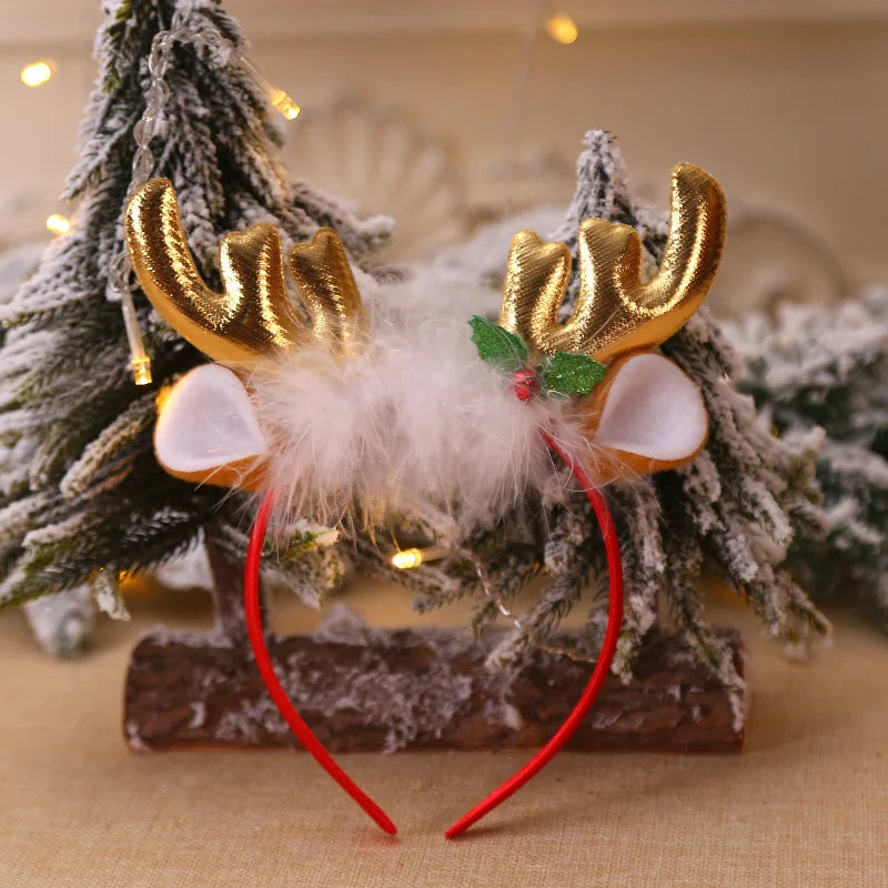 Serre-Tête Noël Renne Doré