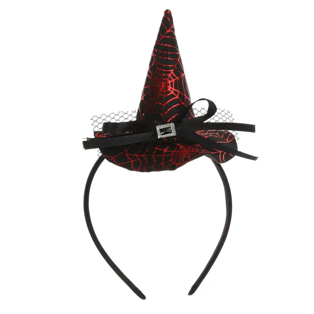 Serre-tête Chapeau Sorcière Noir et Rouge chic