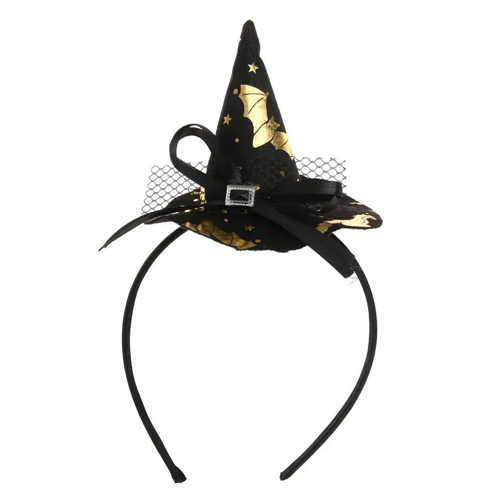 Serre-tête Chapeau Sorcière Noir et doré chic