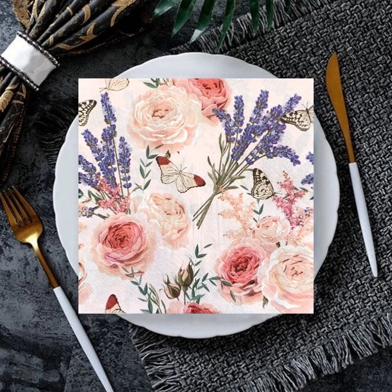 Serviette Jetable Elégante Fleurie Elégante