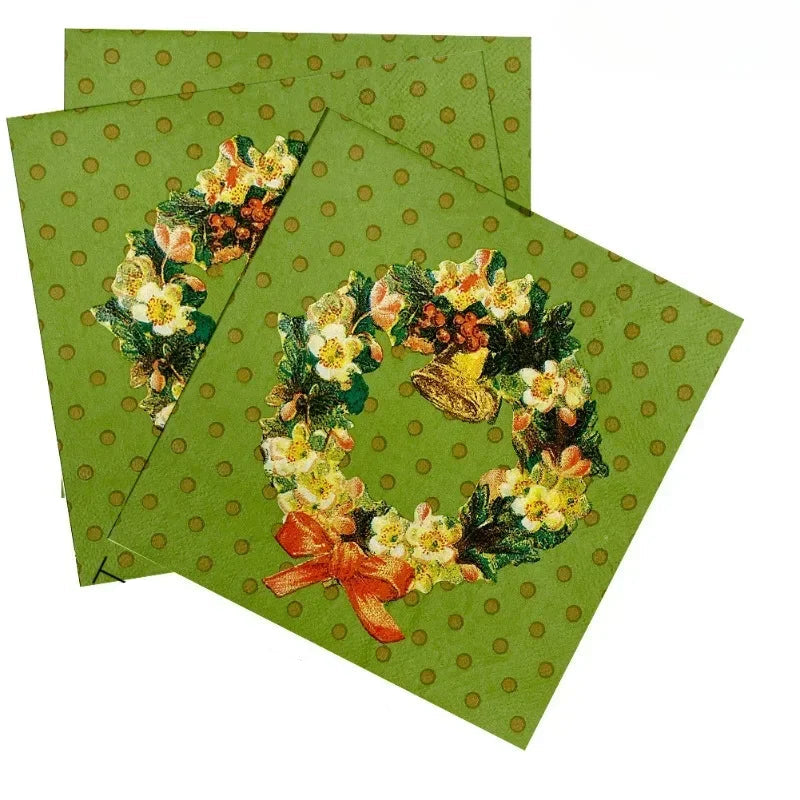 Serviette Noël Verte Papier Résistant 