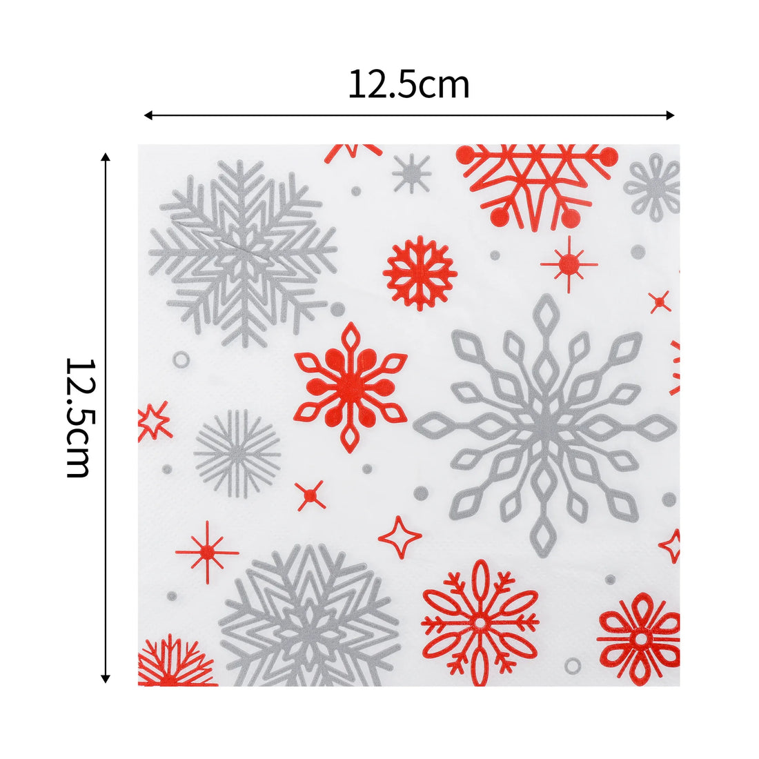 Serviette Noël en Papier Flocons Rouge et Gris