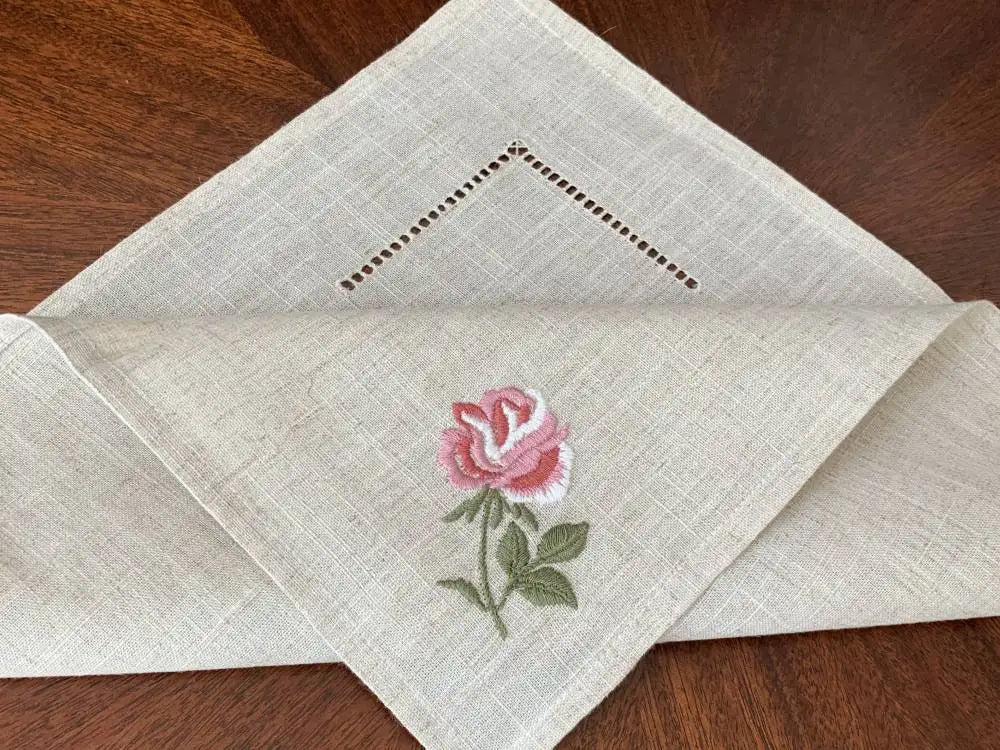 Serviette Saint-Valentin à Fleurs en Lin