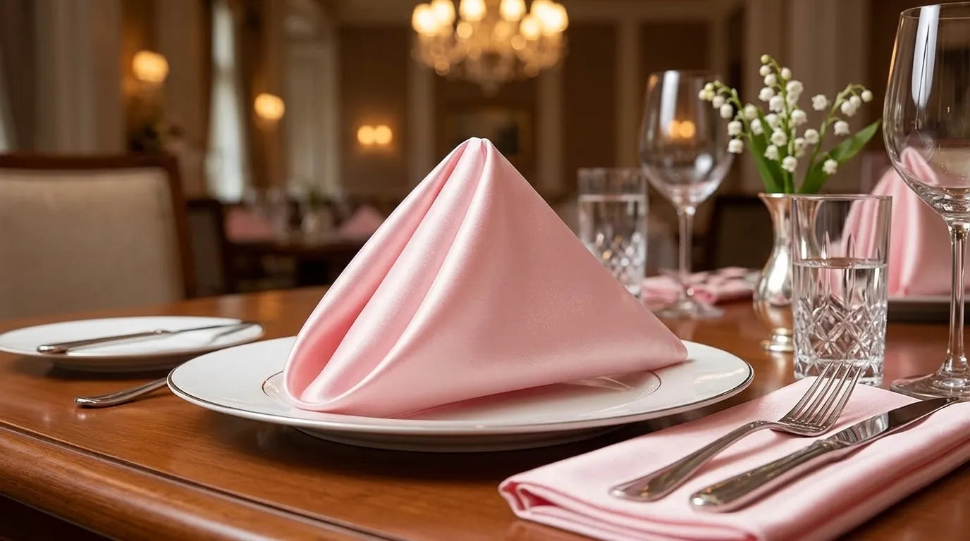 Serviette Saint-Valentin Rose Satinée douce