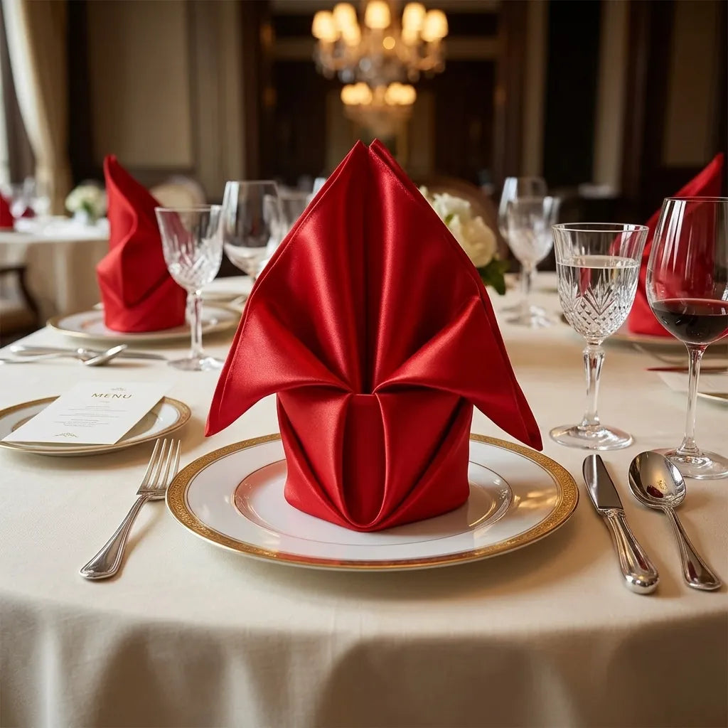 Serviette Saint-Valentin Rouge Satinée Original