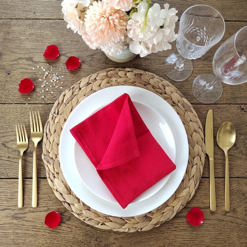 Serviette Saint-Valentin Rouge en Coton Original