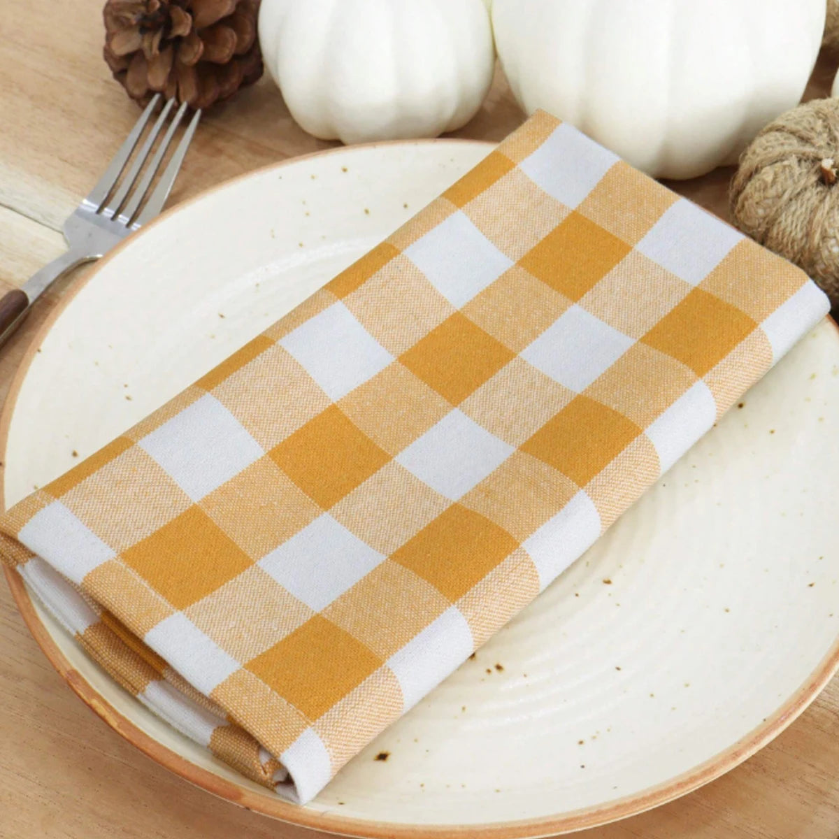 Serviette de Table Carreaux Jaune Original