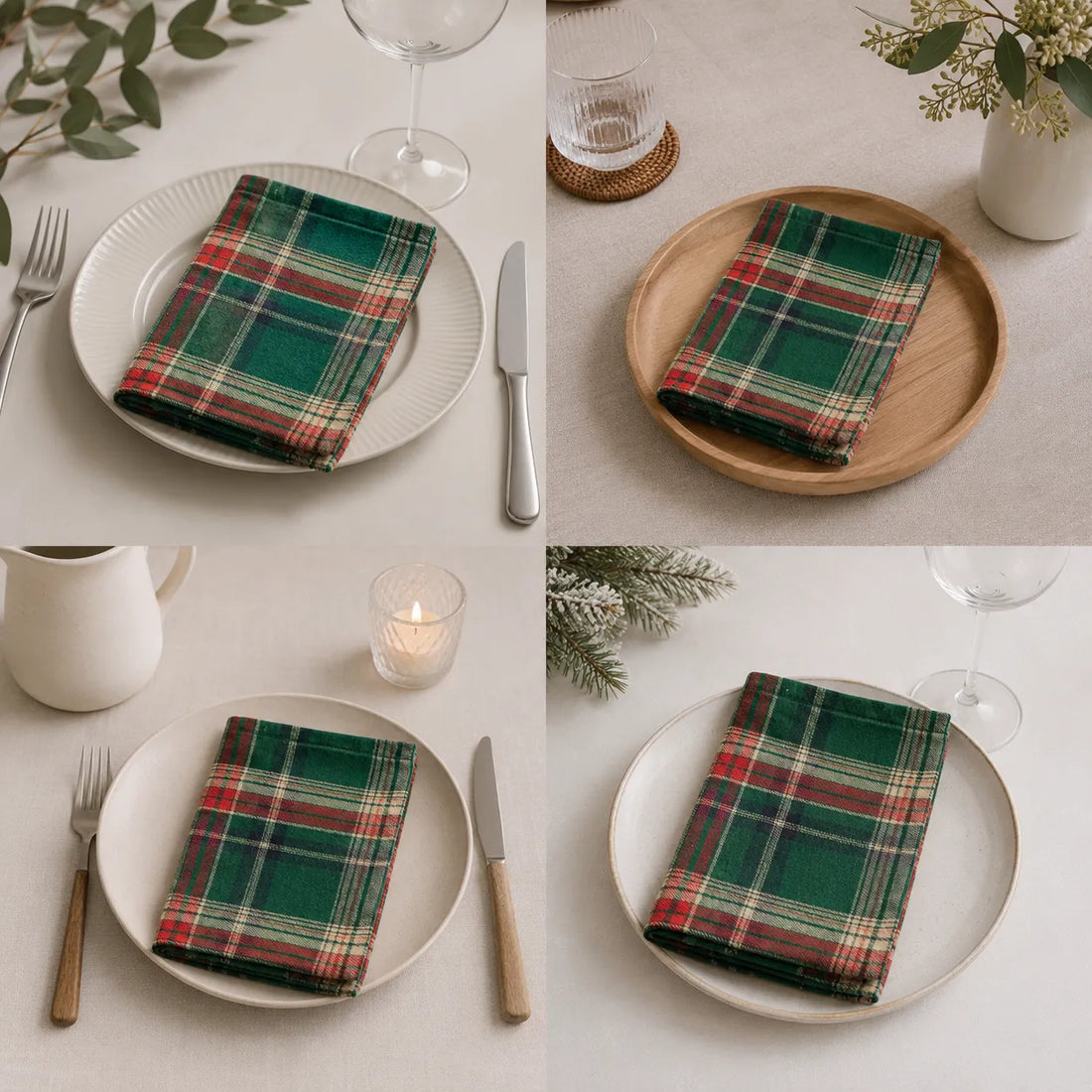 Serviette de Table à Carreaux Minimaliste
