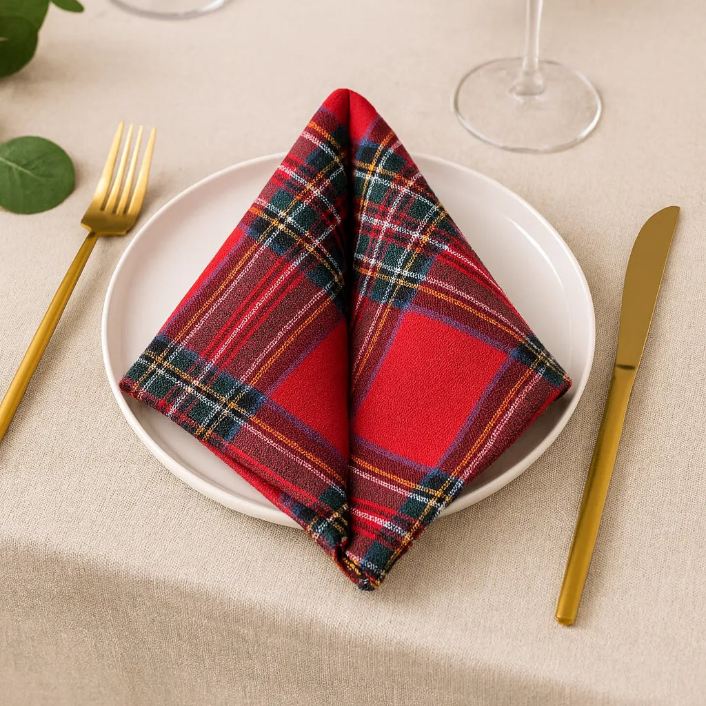 Serviette de Table Carreaux Rouge1