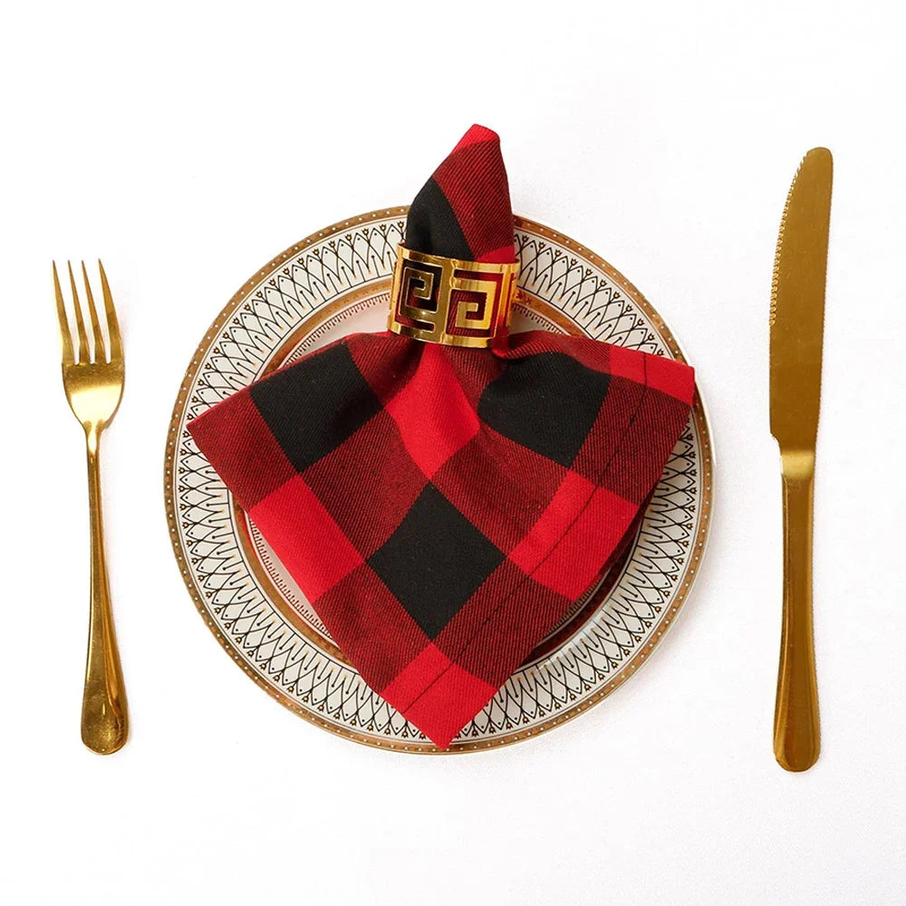 Serviette de Table Carreaux Rouge et Noir