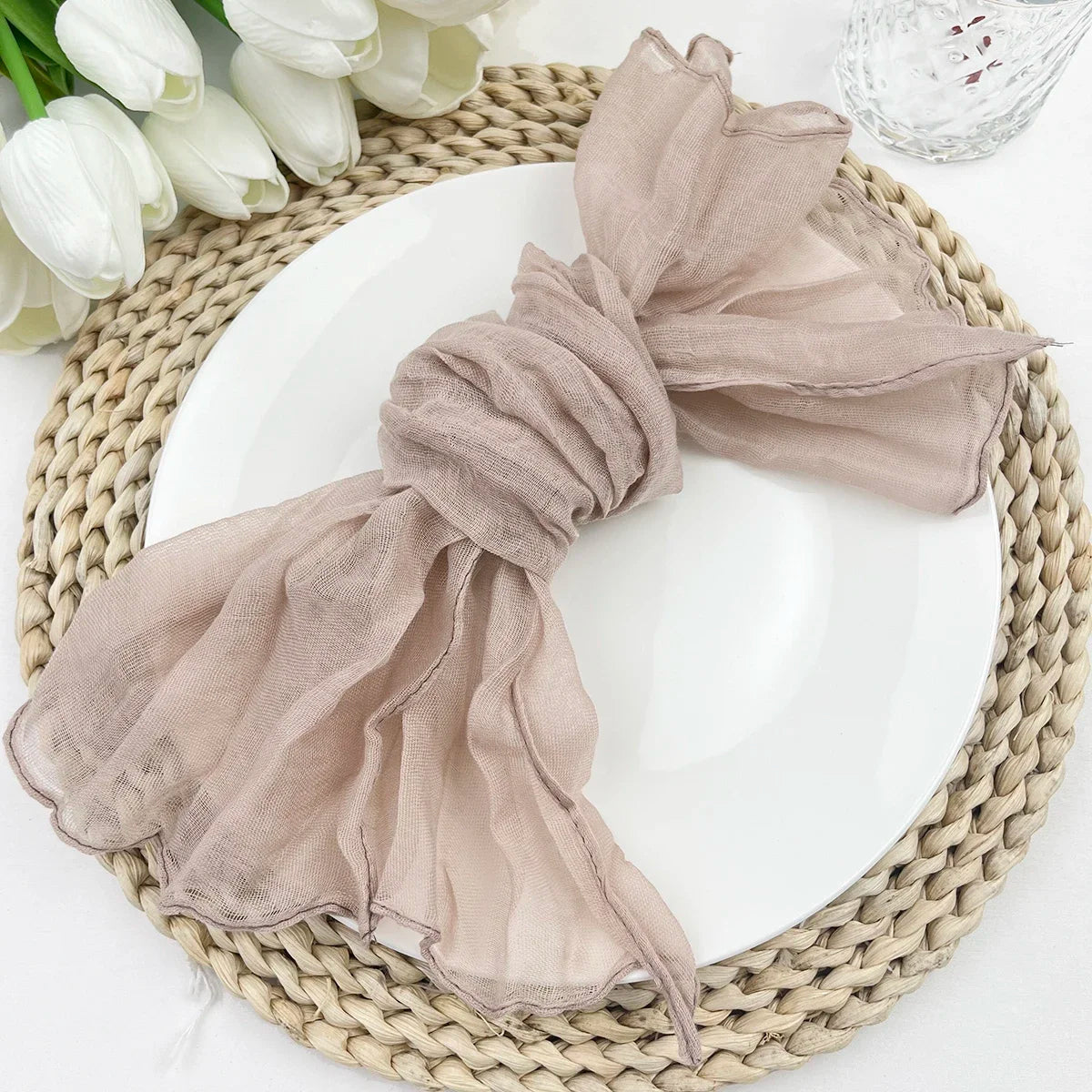 Serviette de Table Effet Froissé Beige