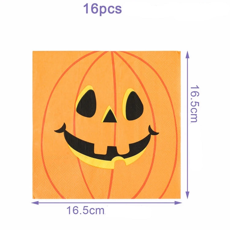 Serviette de Table Halloween Orange Jetable Chic