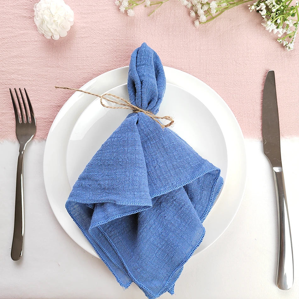 Serviette de Table en Coton Léger Bleu1