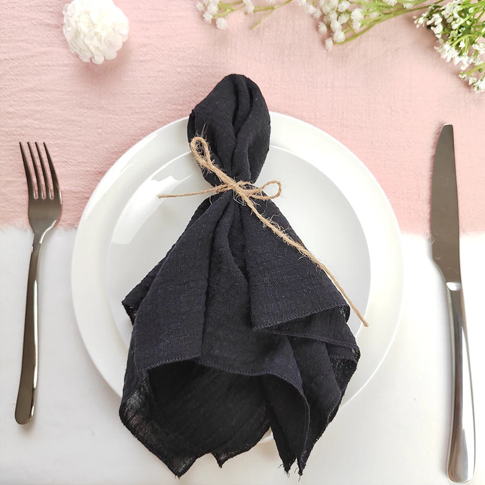 Serviette de Table en Coton Léger Noir