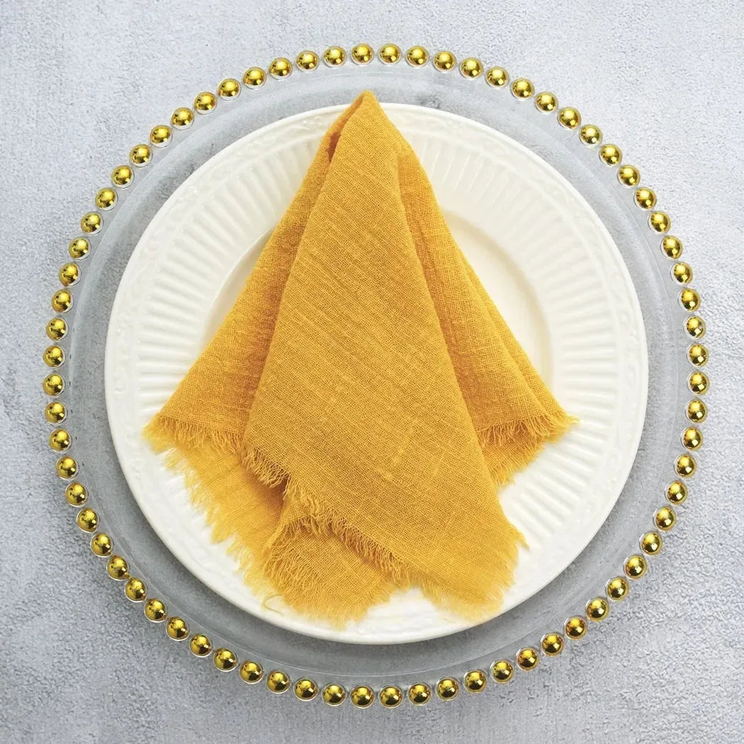 Serviette de Table en Gaze de Coton Jaune1