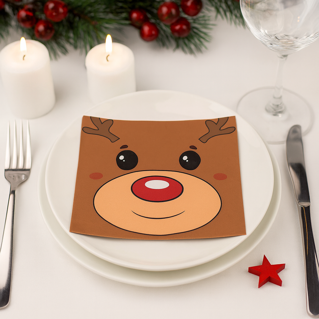 Serviette en Papier Renne Mignon