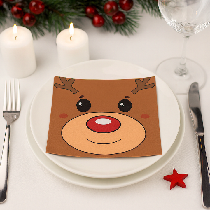 Serviette en Papier Renne Mignon