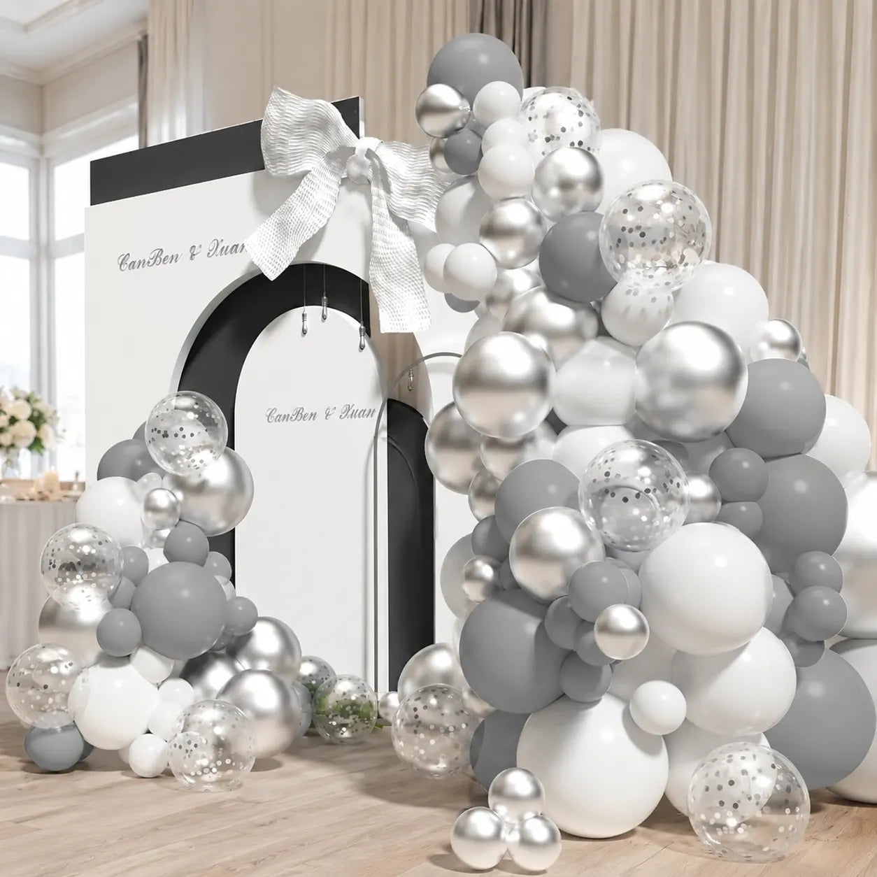Set Arche Ballons Gris Argenté