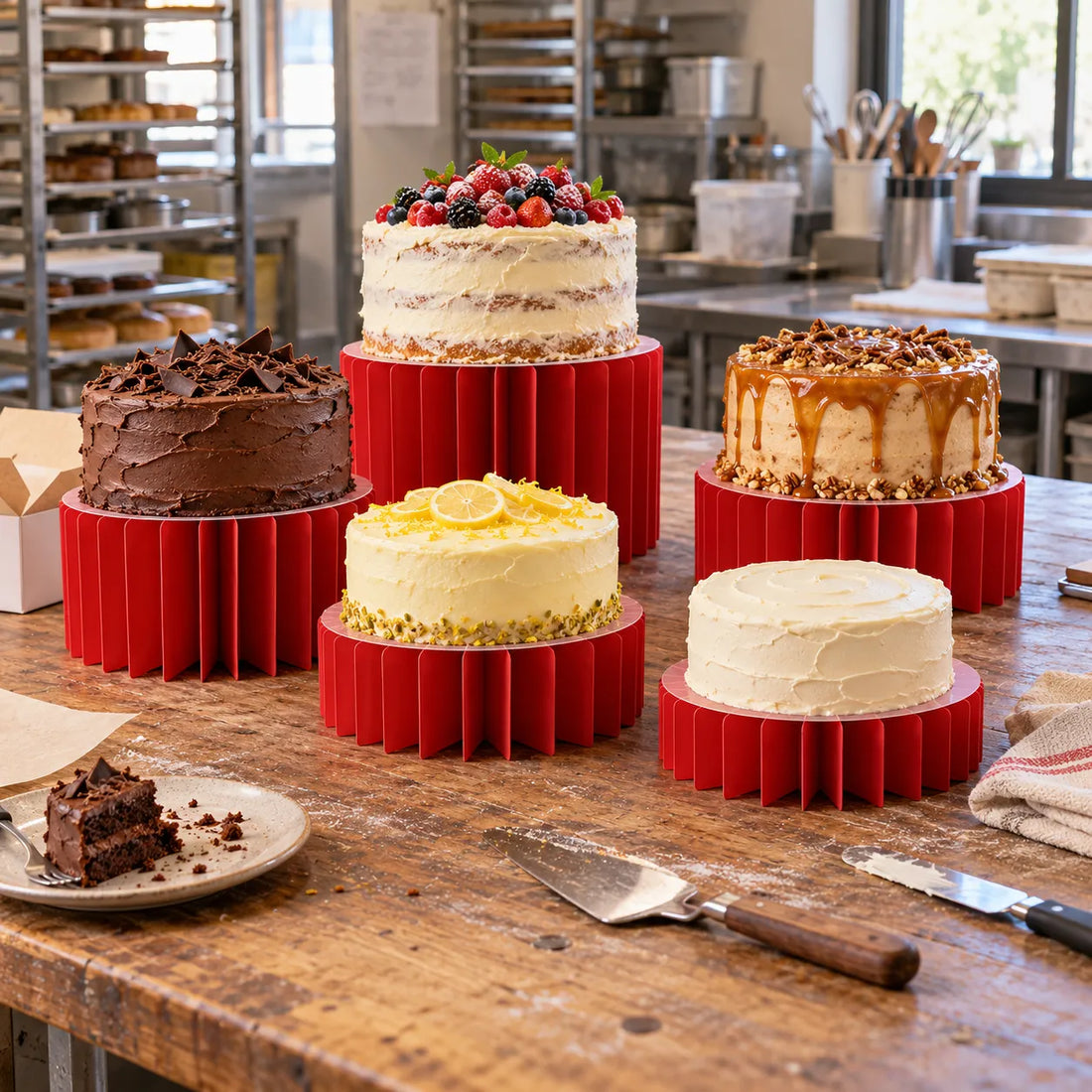 Set De Présentoirs à Gâteau Rouges Design