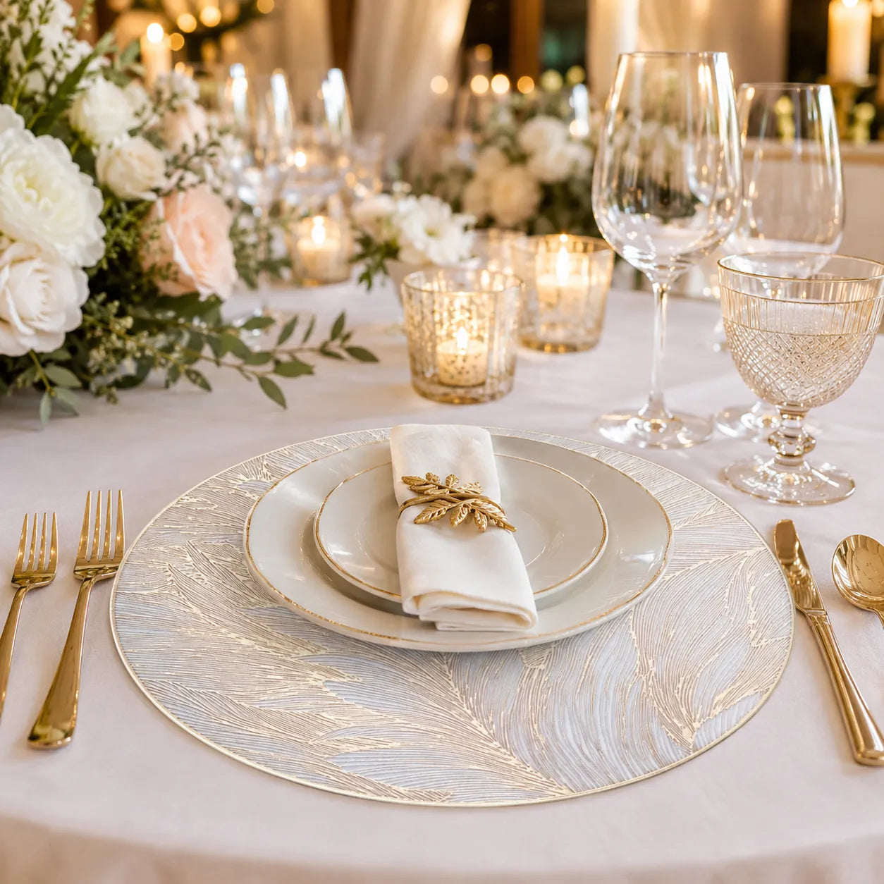 Set De Table Rond Mariage Raffiné stylé