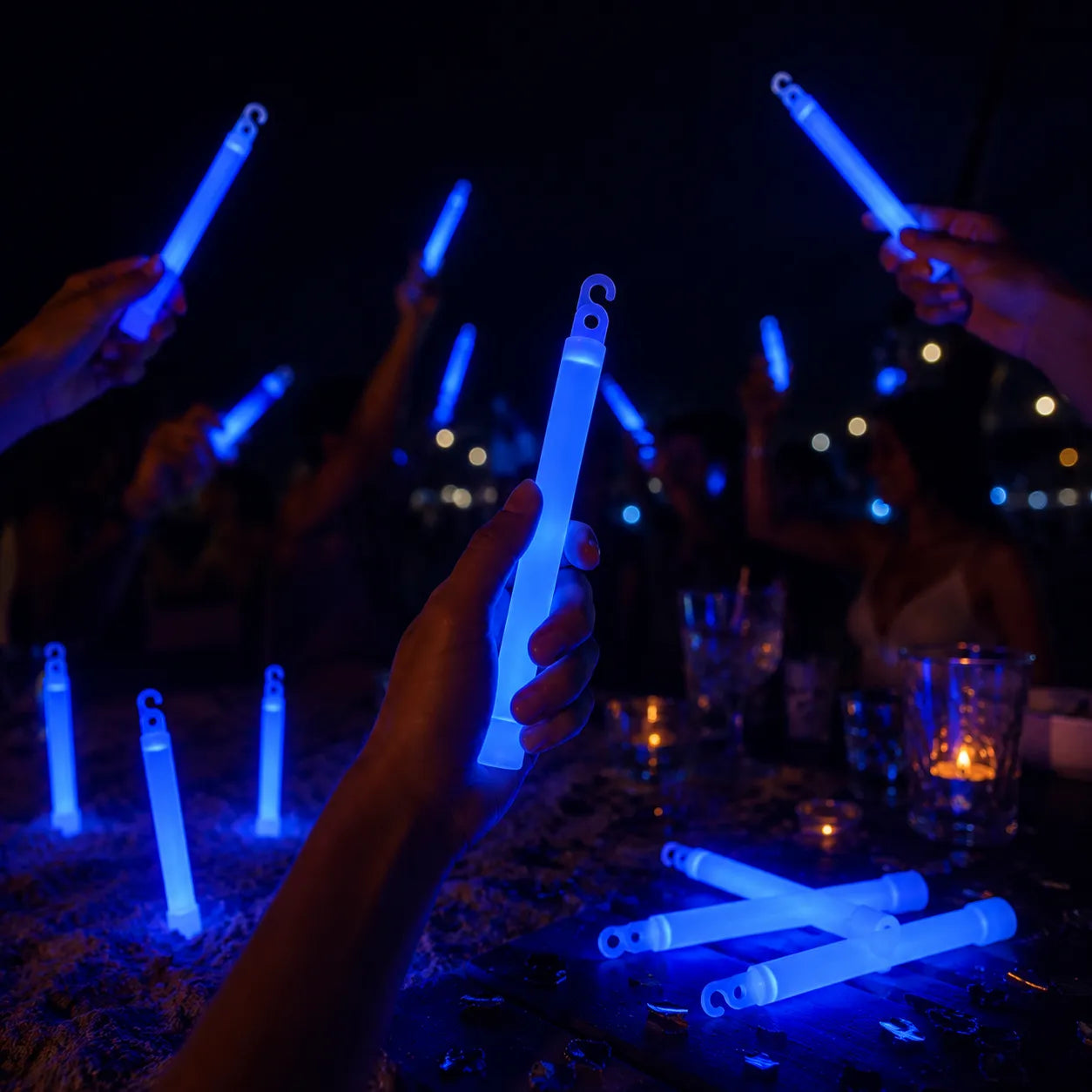 Set de Bâtons Festifs Fluorescents Bleus Moderne