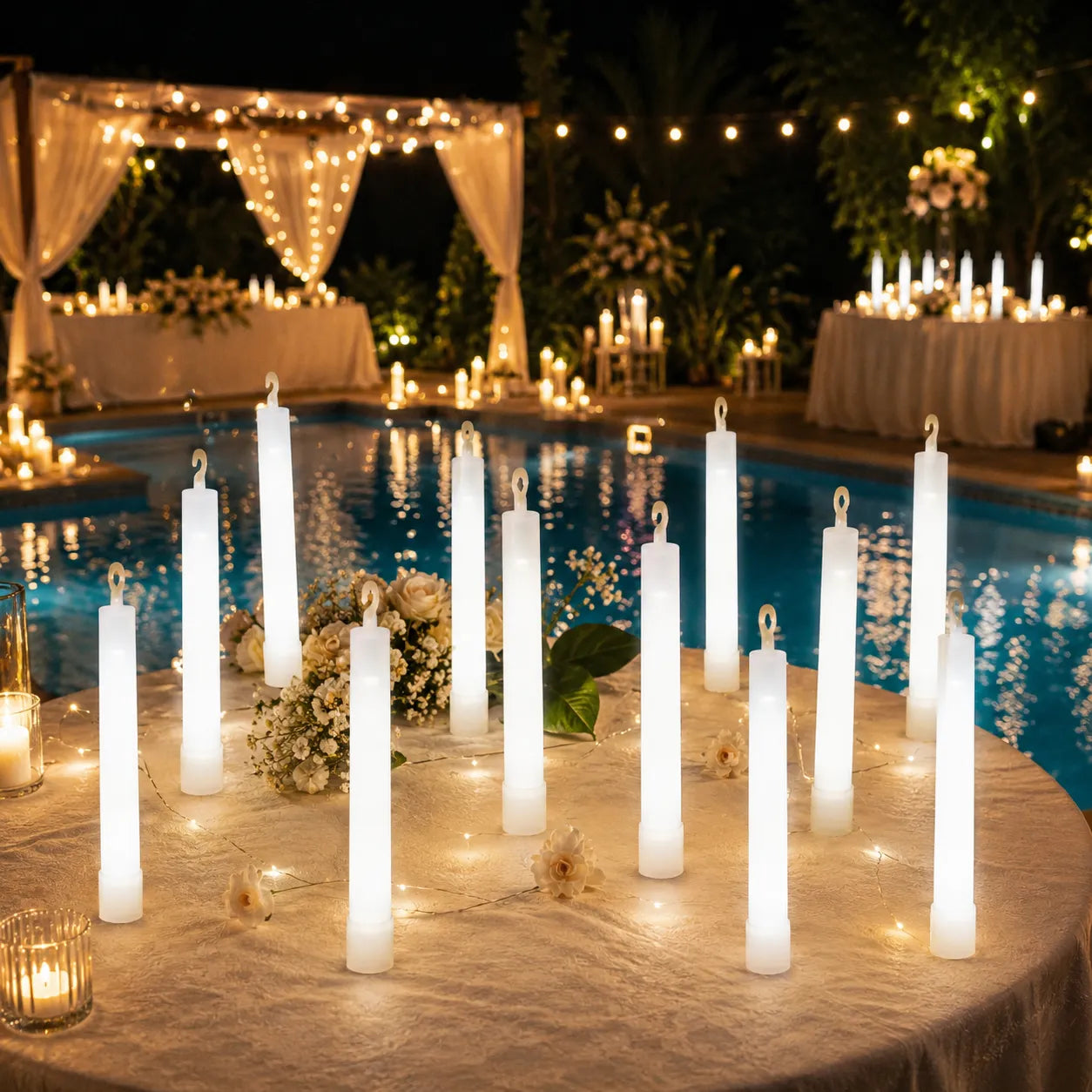 Set de Bâtons Lumineux Etanches Blanc luxe