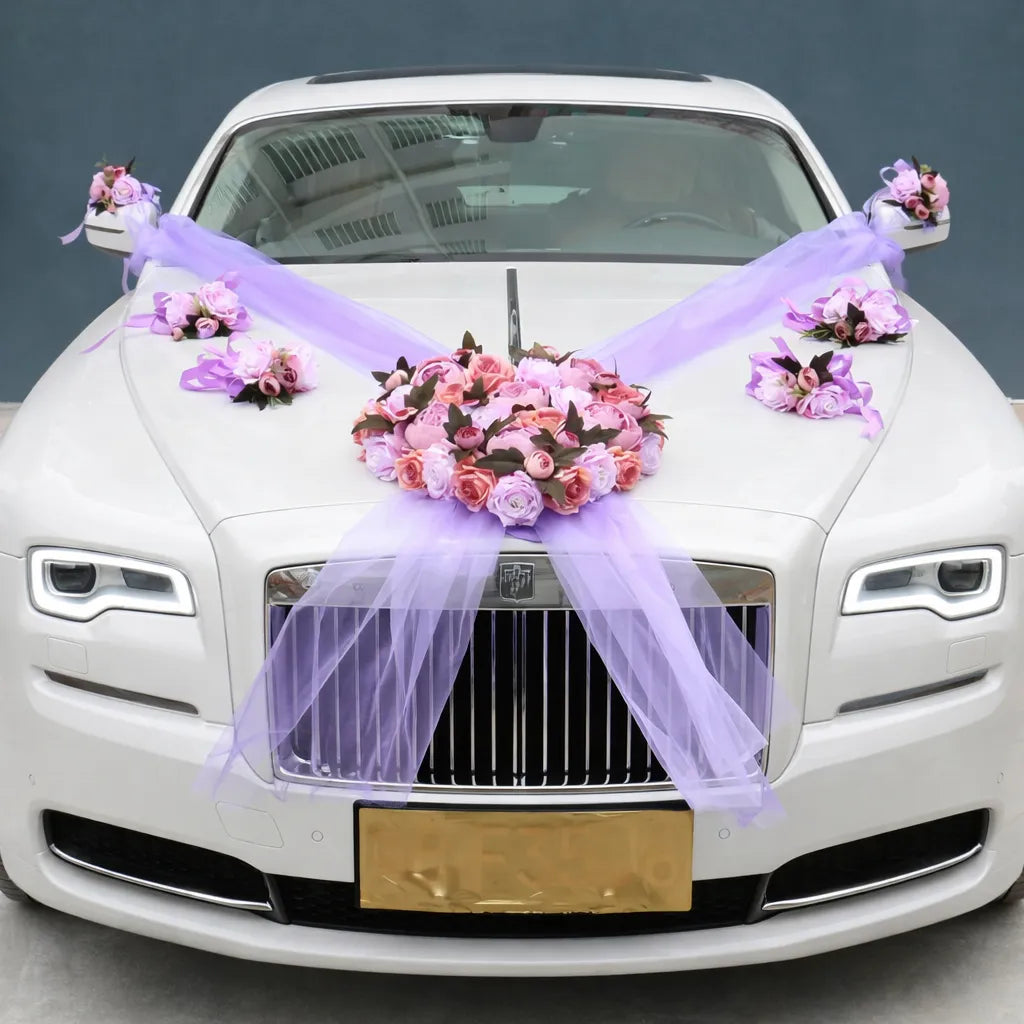 Set de Fleurs Romantiques Voiture Mariage