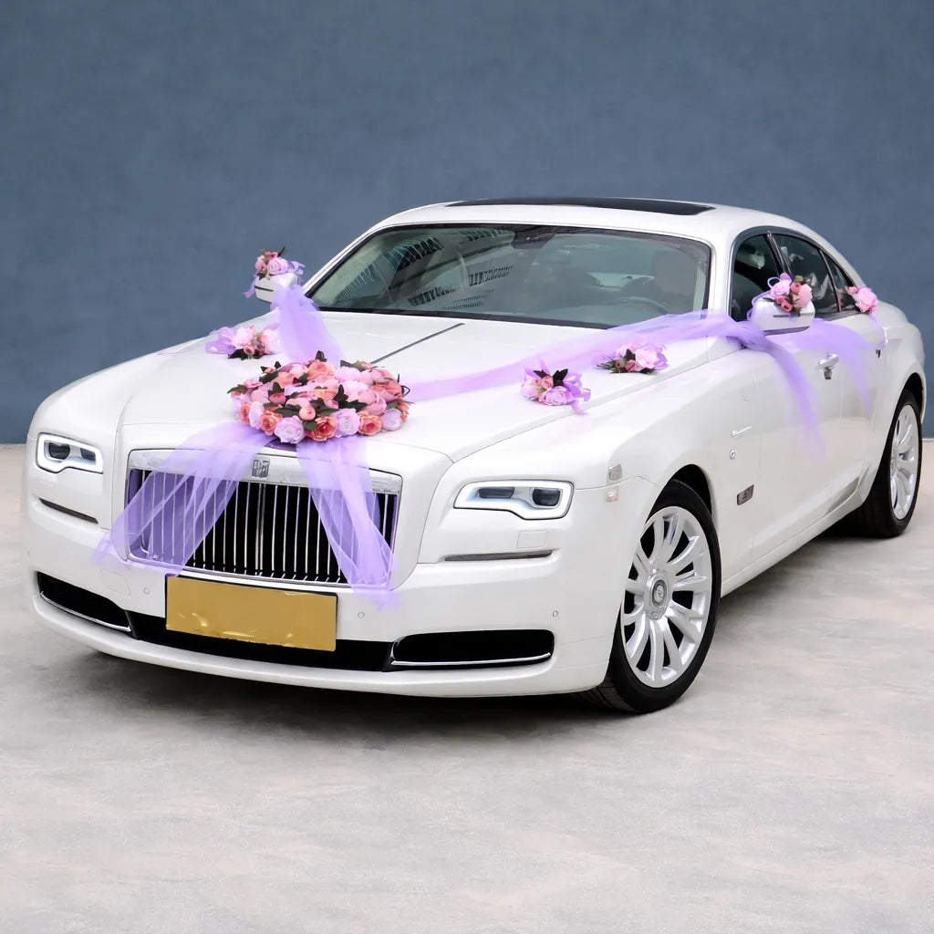 Set de Fleurs Romantiques Voiture Mariage élégant
