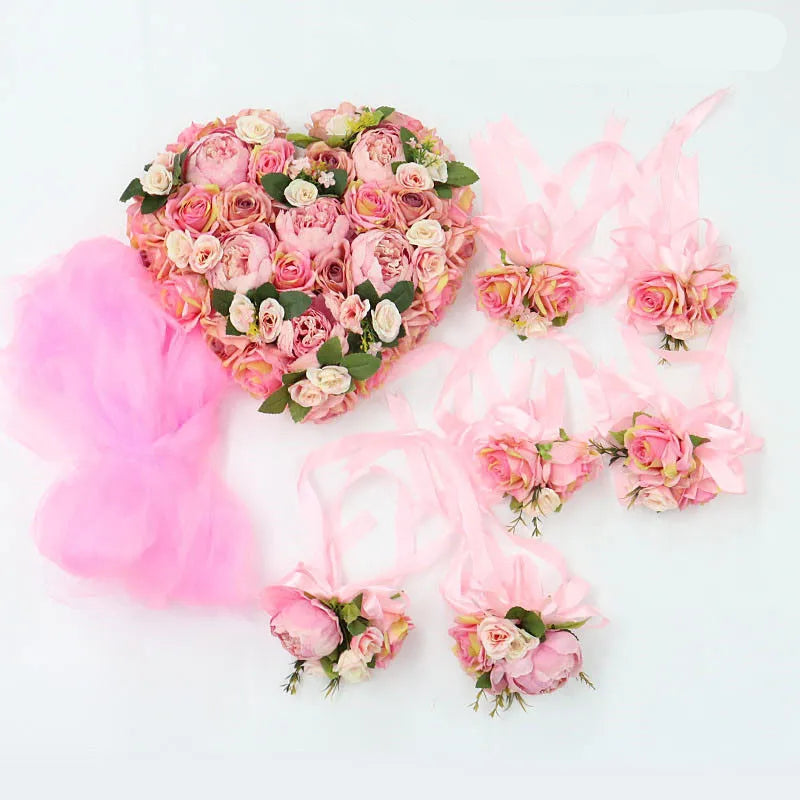 Set de Fleurs Roses Décoratives Voiture Chic