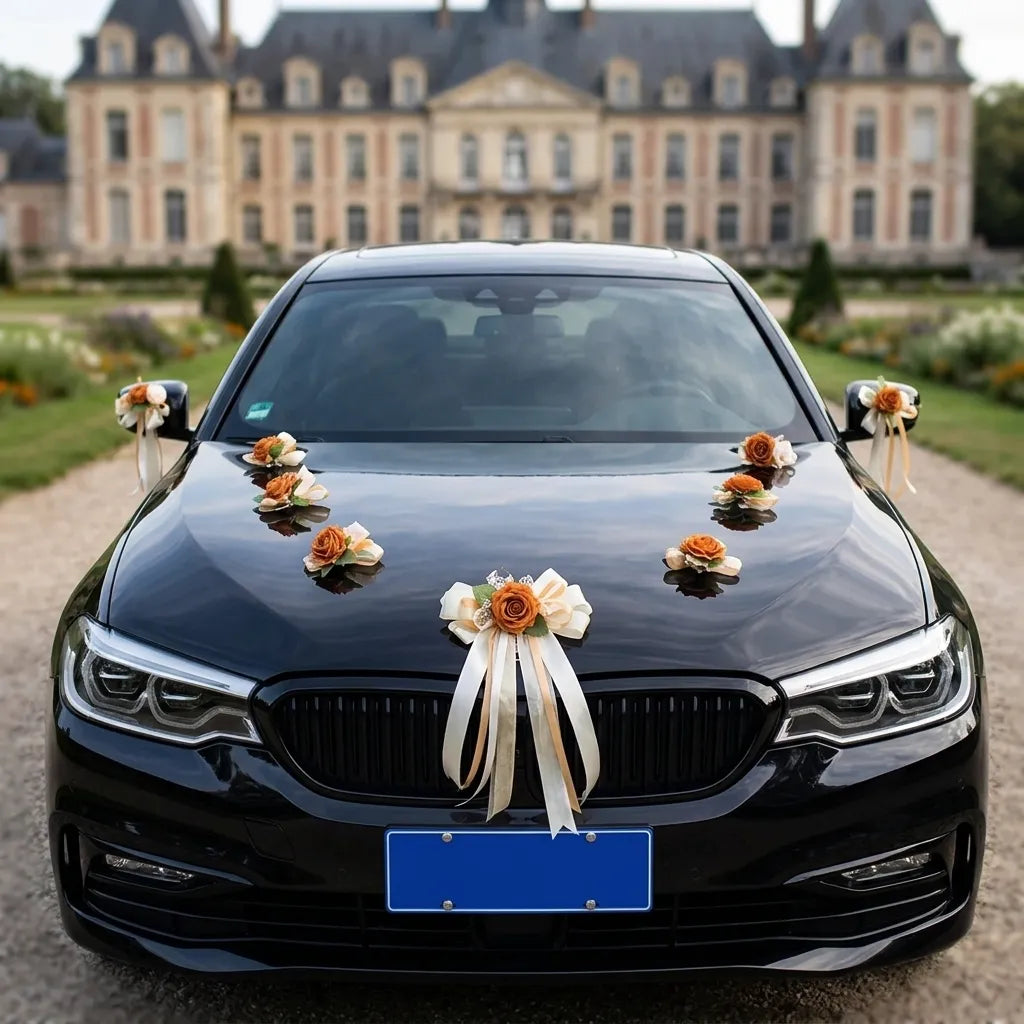 Set de Fleurs Terracotta pour Voiture Mariage Luxuriant