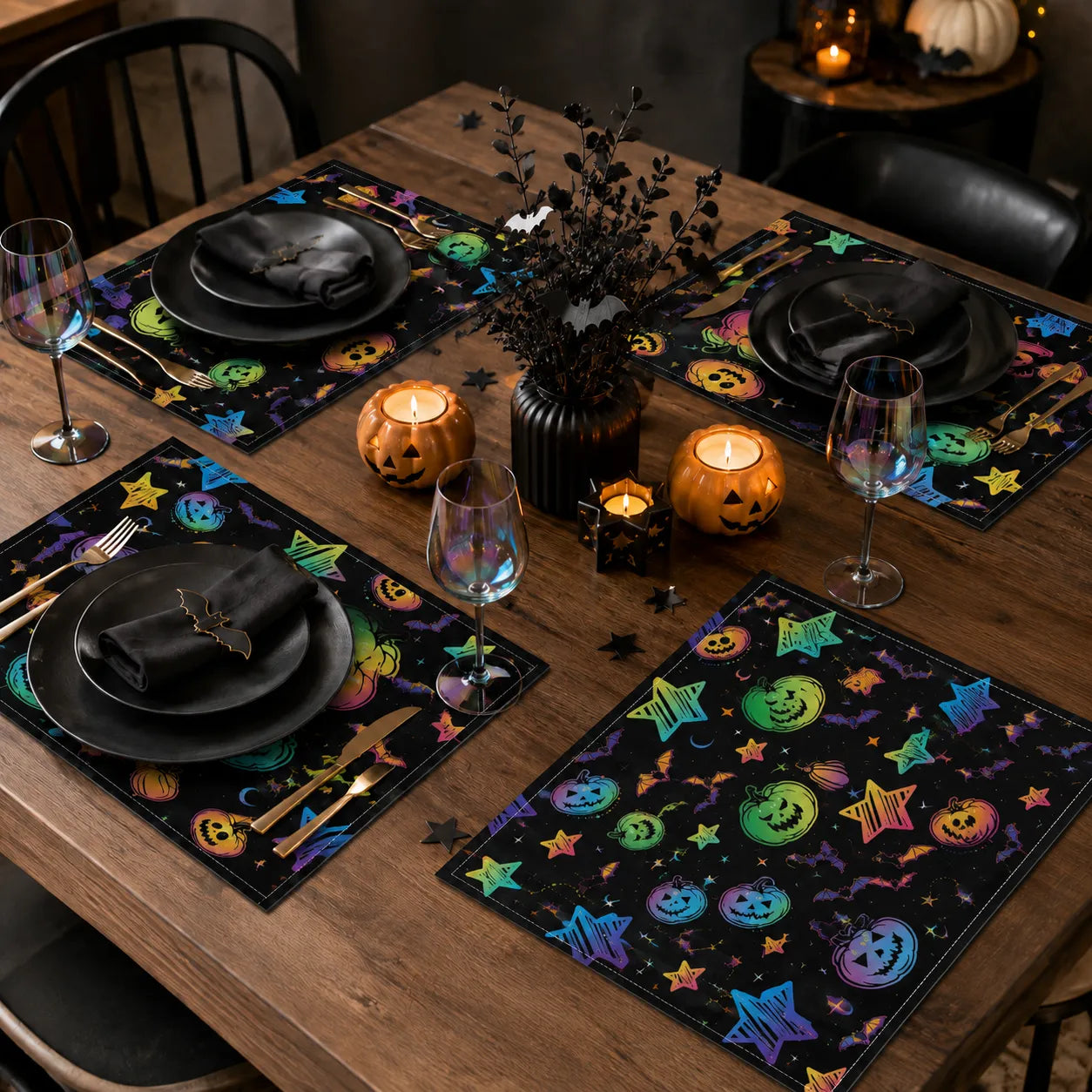 Set de Halloween Citrouilles Multicolores Pratique
