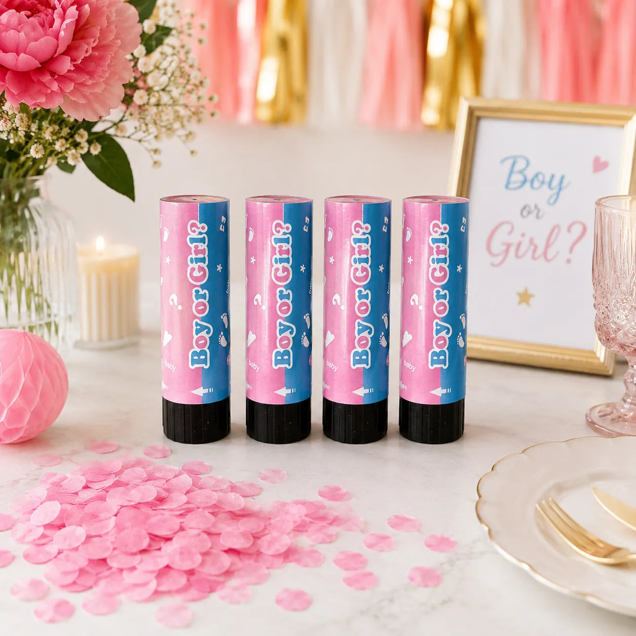 Set de Petits Canons à Confettis Babyshower Fille