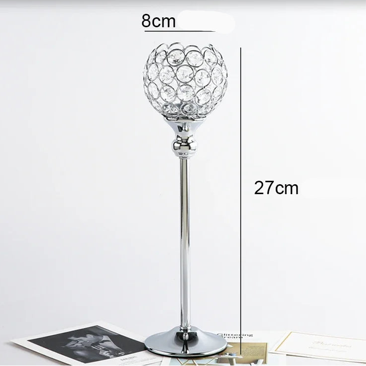 Set de Photophores Argentés sur Pied Mariage Durable