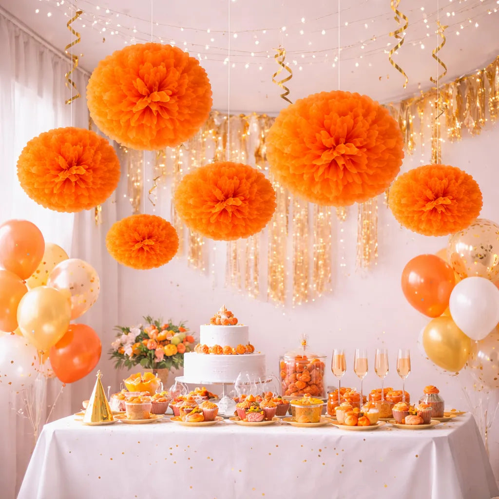 Set de Pompons Déco Orange 