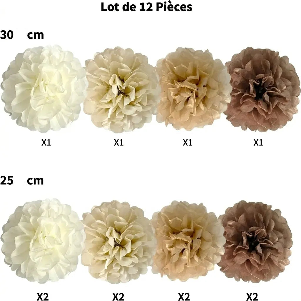 Set de Pompons Marron Design Moderne